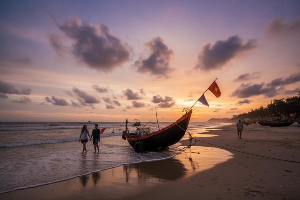 Thời tiết tại bãi biển Sầm Sơn thuận lợi cho tắm biển và nghỉ mát